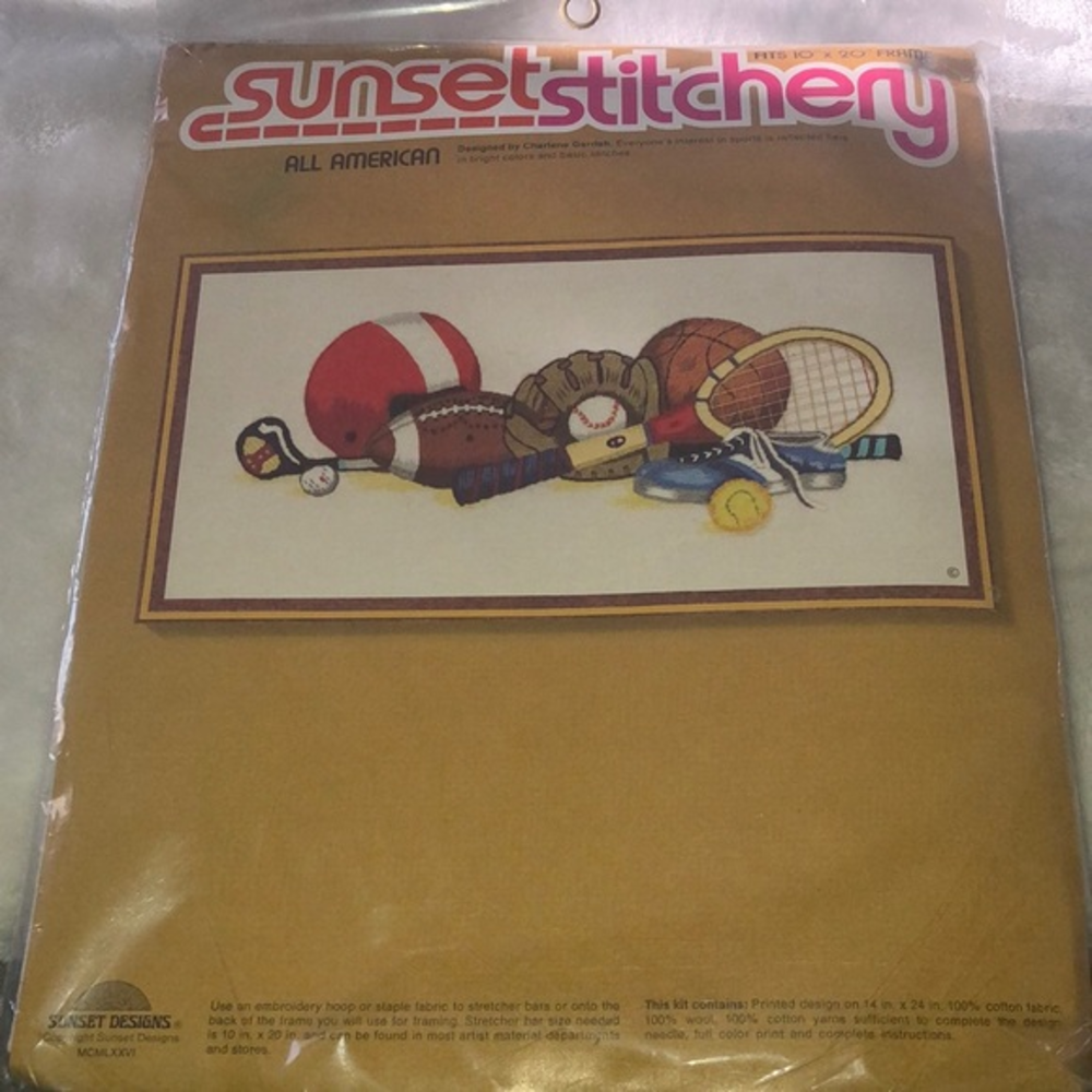 Vintage Sunset Stitchery Embroidery All American Sealed‎ Kit